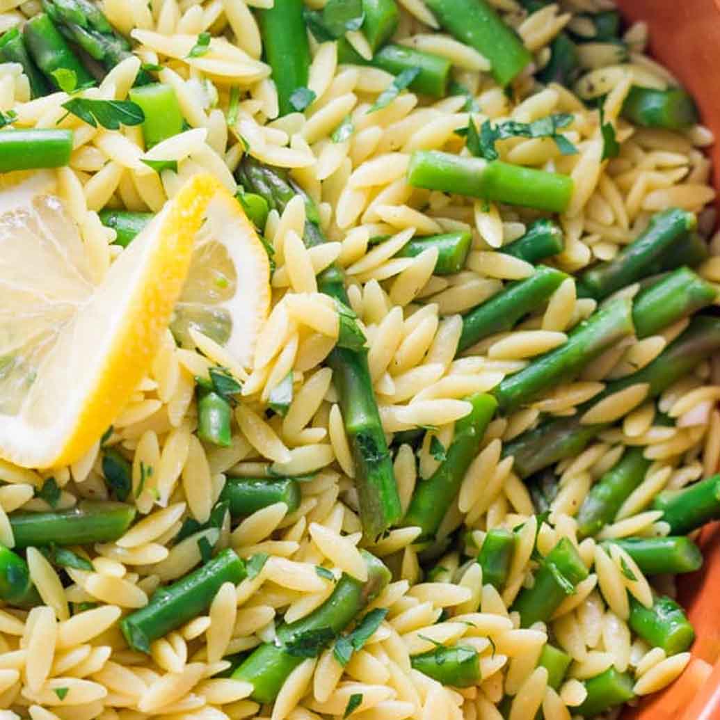 orzo rice with aspargus
